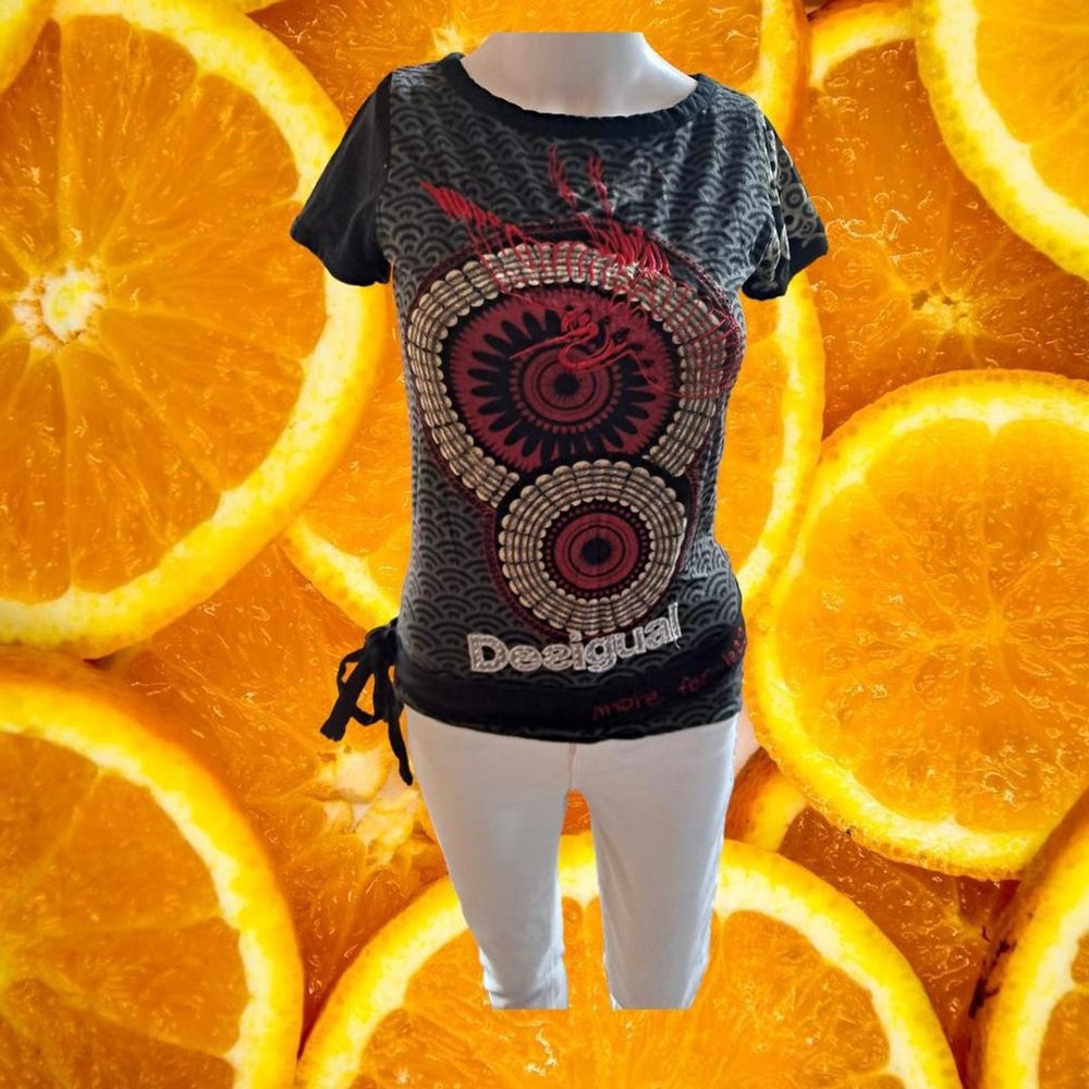 Desigual‎ Short Sleeve Shirt with Waist Tie Size XS